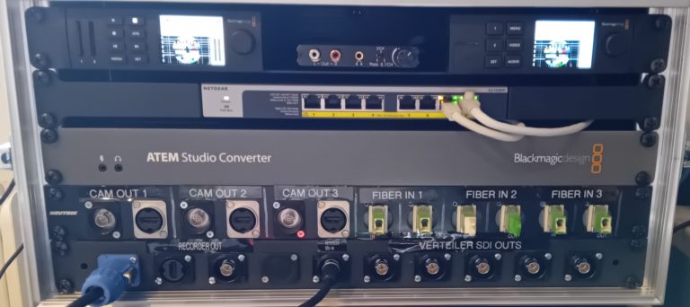 ATEM Studio Converter Zentrale mit Fiber und DANTE